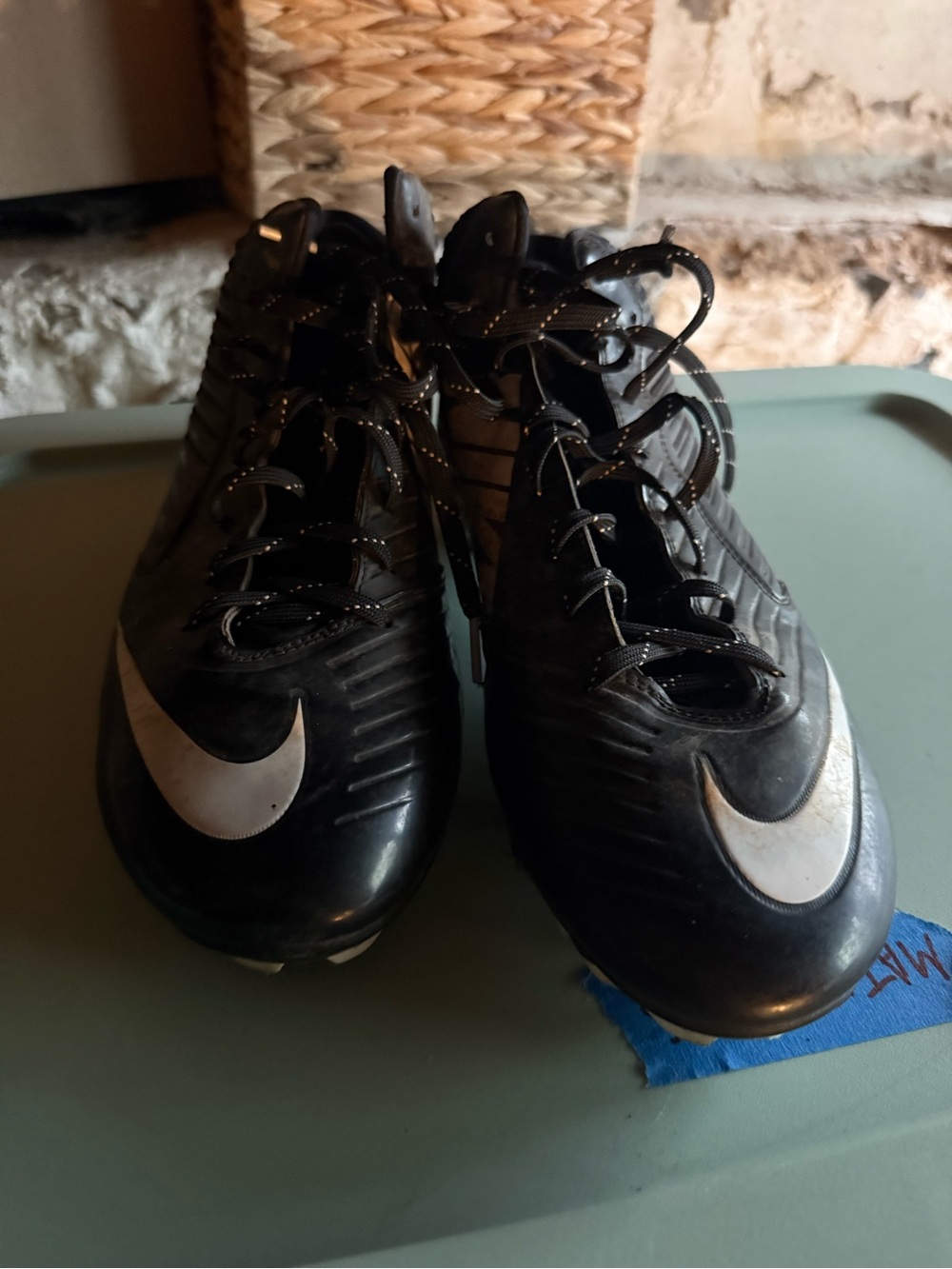 Nike Black football Cleats with White Swoosh